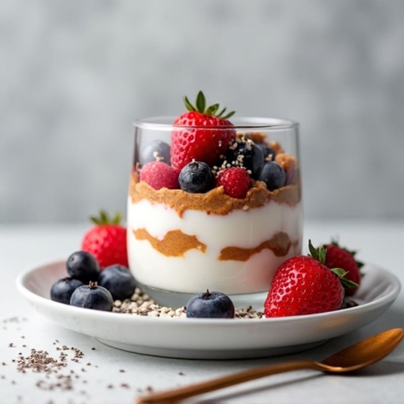 Greek Yogurt Protein Parfait with Mixed Berries and Almond Butter