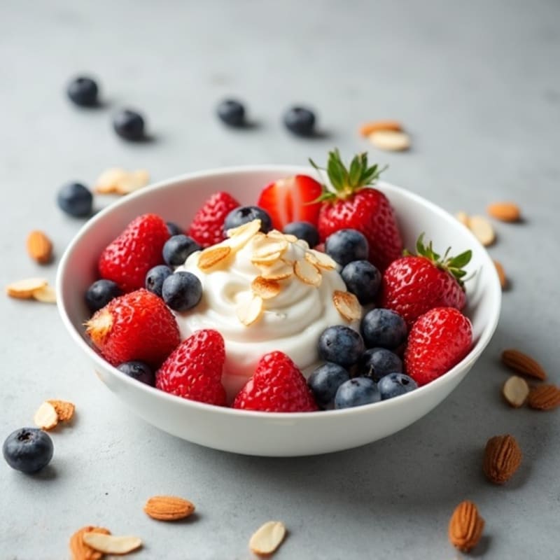 Creamy Greek Yogurt with Fresh Berries and Crunchy Almonds