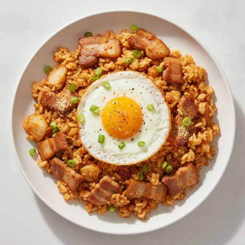 Kimchi Fried Rice with Pork Belly