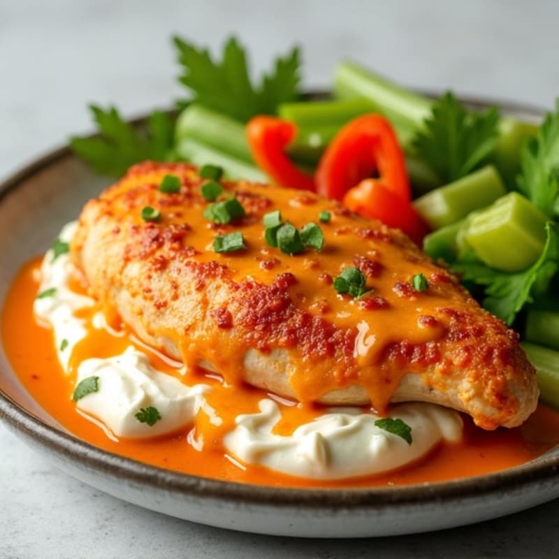 Buffalo Chicken Creamy Baked with Crisp Vegetables