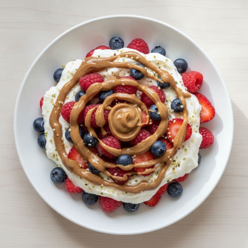 Greek Yogurt Protein Parfait with Mixed Berries and Almond Butter