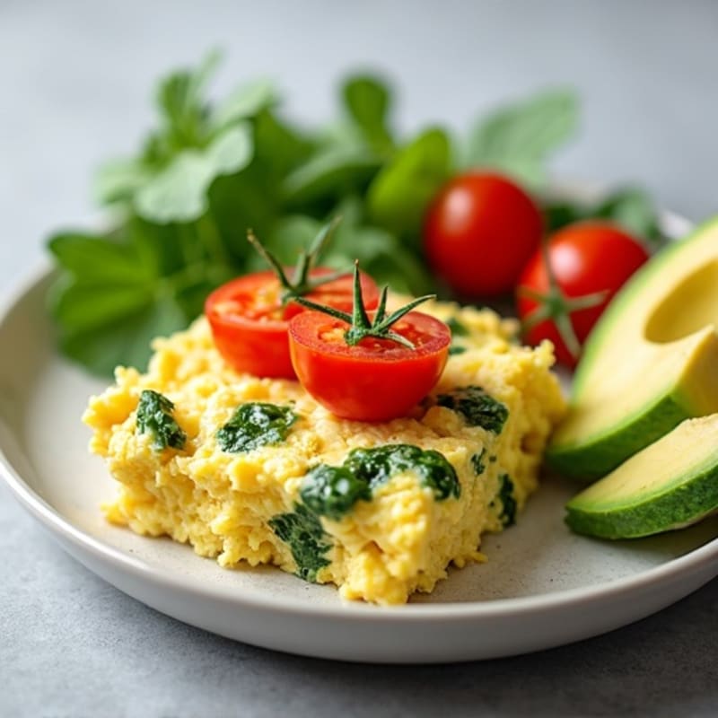 Cottage Cheese Scramble with Spinach and Cherry Tomatoes