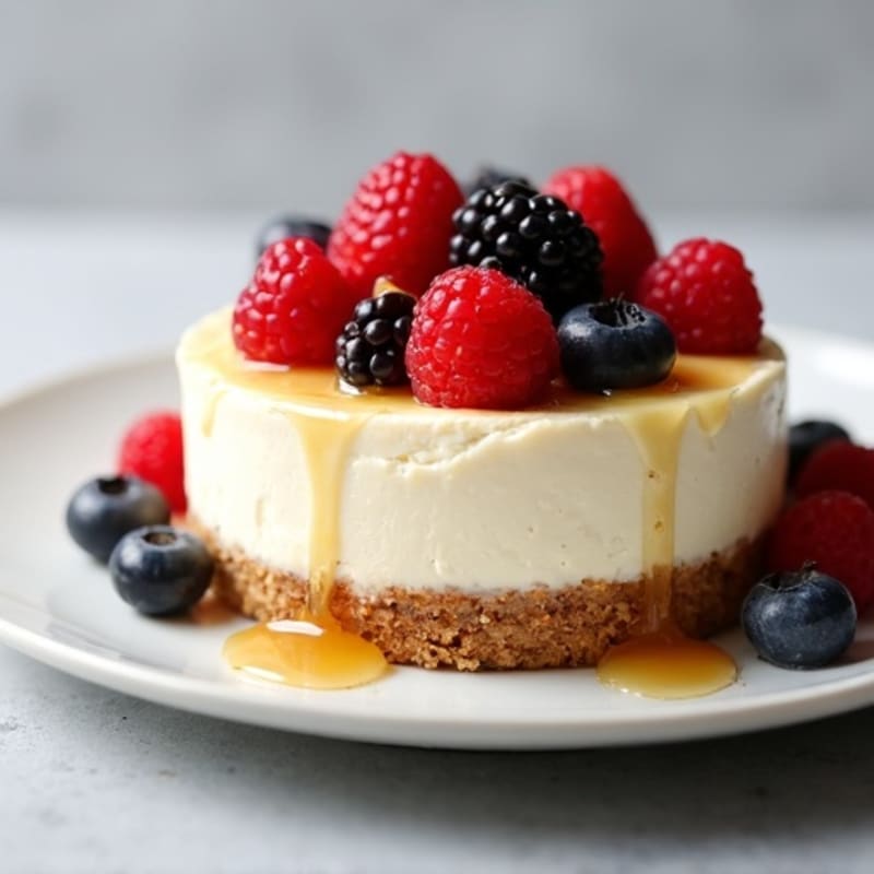 Greek Yogurt Protein Cheesecake with Mixed Berries