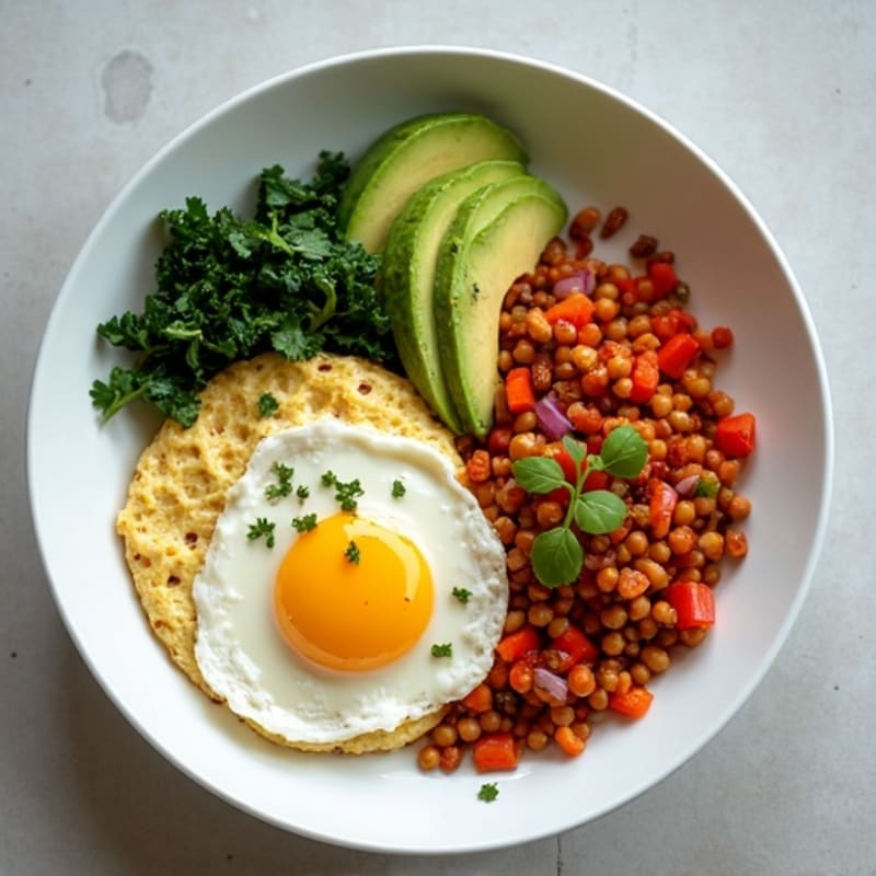 Egg White Coconut Milk Scramble with Spiced Lentil Stir Fry