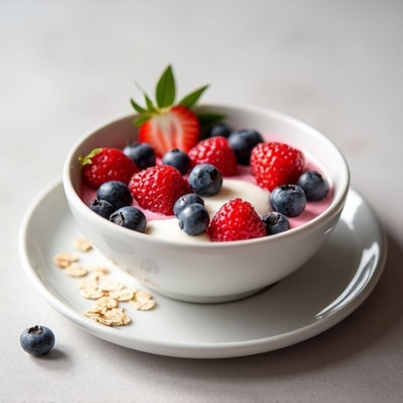 Silky Vanilla Protein Greek Yogurt with Mixed Berries