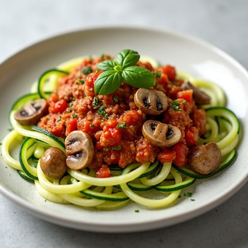 Lean Turkey and Mushroom Bolognese with Zucchini Noodles