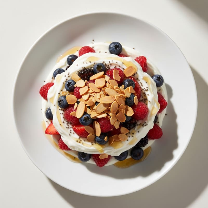 Creamy Greek Yogurt Parfait with Mixed Berries and Almonds