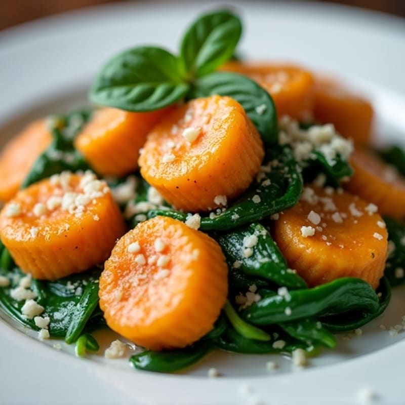 Pan-Seared Sweet Potato Gnocchi with Fresh Spinach and Sage