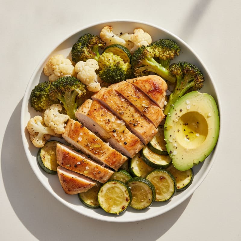 Lemon Herb Chicken and Roasted Vegetable Bowl