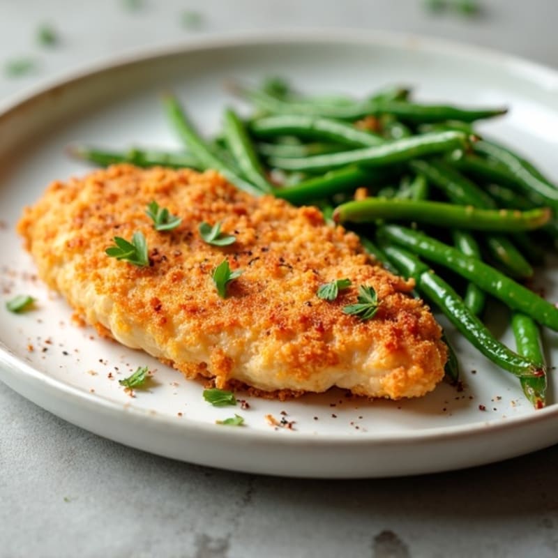 Buttermilk Crispy Air-Fried Chicken with Roasted Green Beans