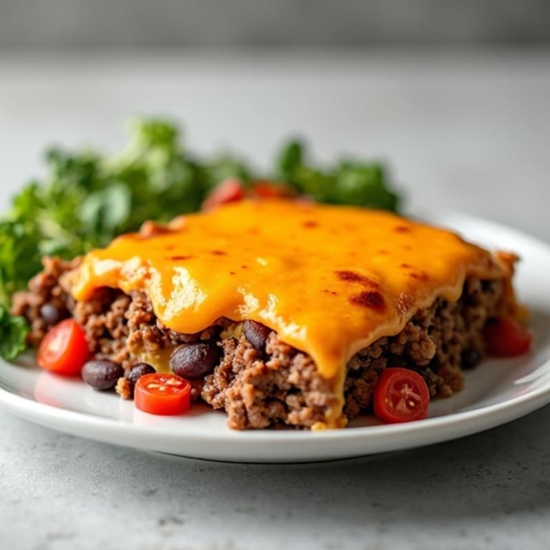 Hearty Lean Ground Beef and Black Bean Cheesy Bake