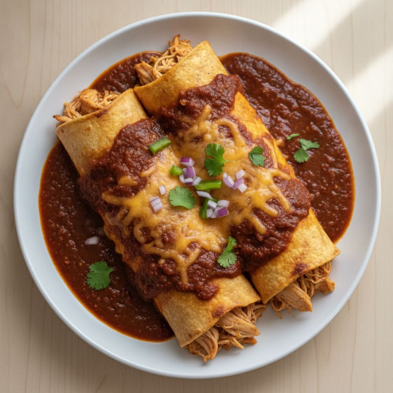 Chicken Enchiladas with Ancho Chili Sauce