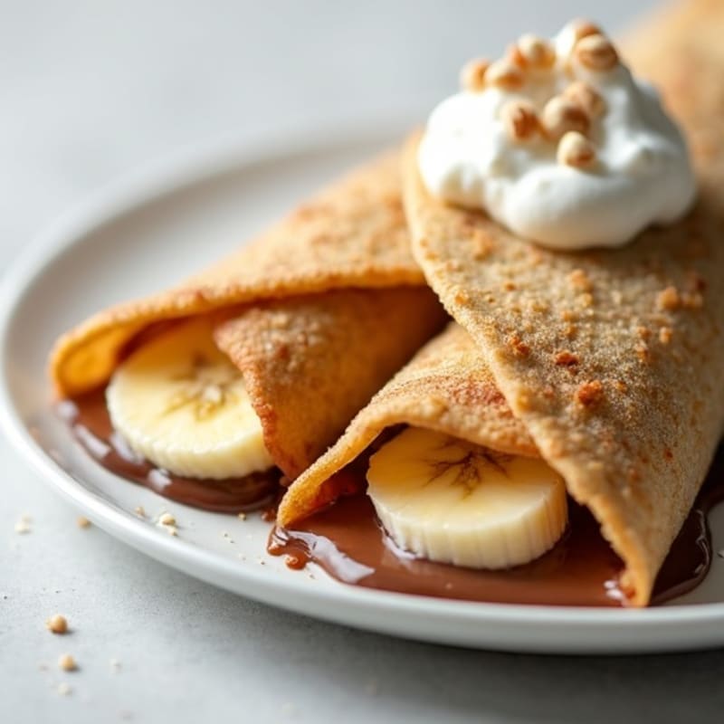Healthy Banana and Creamy Chocolate-Hazelnut Stuffed Crepes