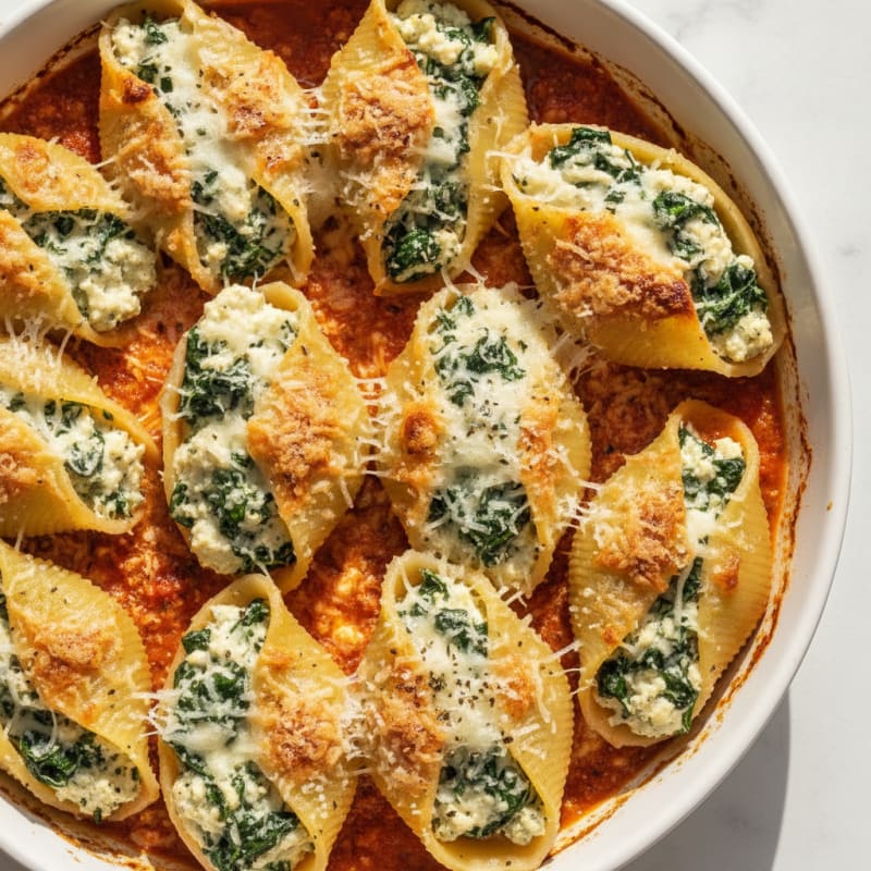 Baked Spinach Ricotta Stuffed Shells