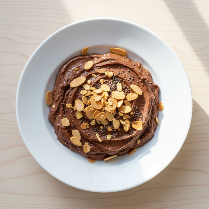 Silky Chocolate Protein Pudding with Toasted Almonds