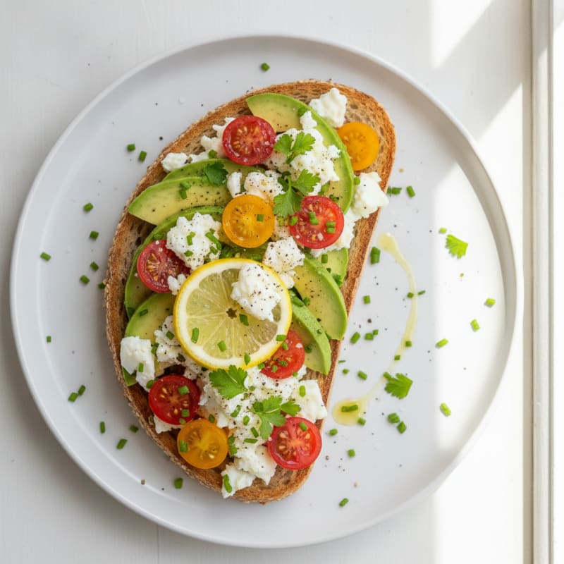 Tartine à l'Avocat et Tomate avec Herbes Fraîches