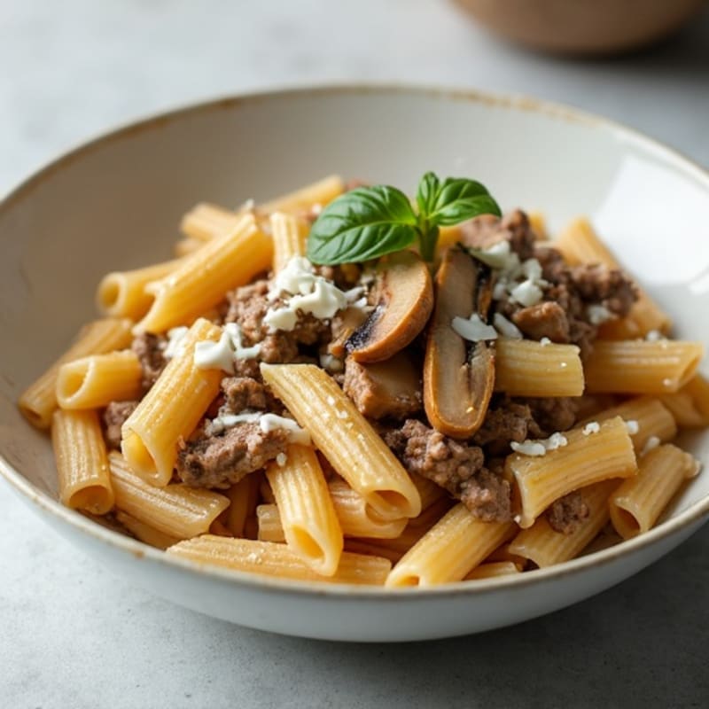 Creamy Lean Beef and Mushroom Whole Wheat Pasta
