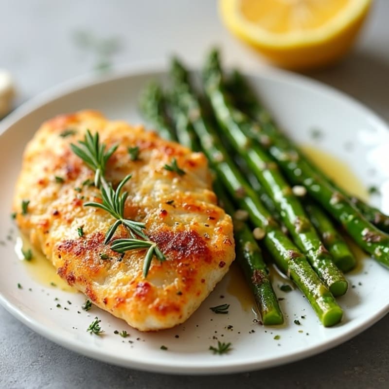 Crispy Lemon Herb Chicken with Roasted Asparagus