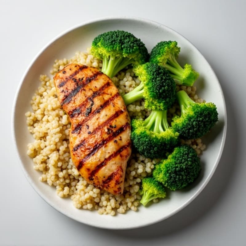 Grilled Chicken Breast with Quinoa and Steamed Broccoli