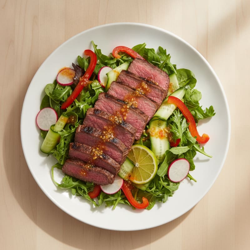 Grilled Steak Salad with Crunchy Veggies and Citrus Vinaigrette