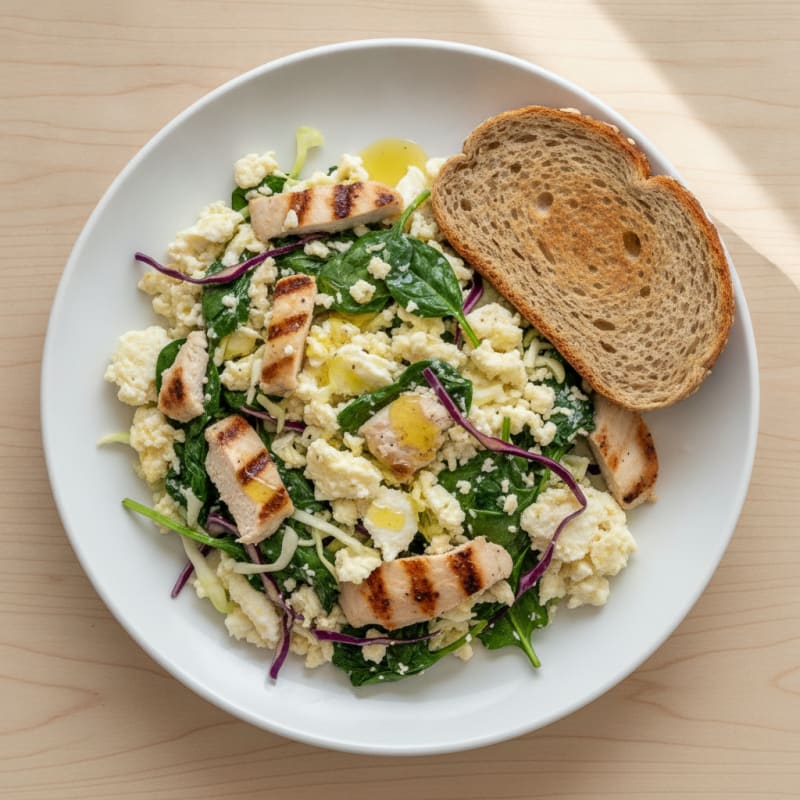 Egg White Scramble with Spinach and Grilled Chicken