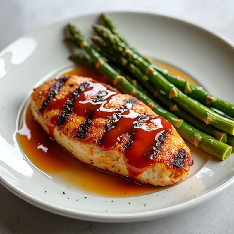 Smoky Grilled Chicken with Tangy BBQ Sauce and Roasted Asparagus