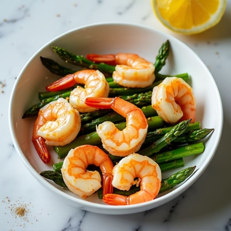 Lemon-Garlic Pan-Seared Shrimp with Roasted Asparagus
