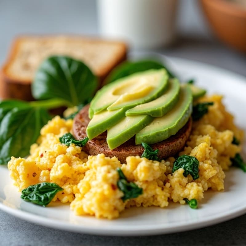 Egg White Scramble with Spinach and Turkey Sausage