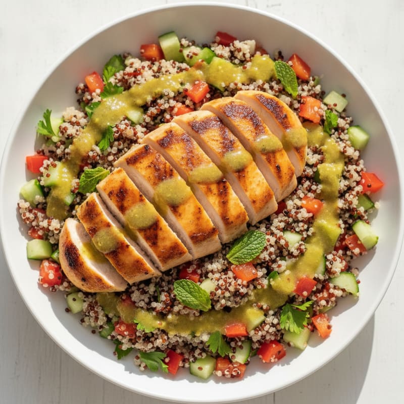 Grilled Chicken Breast with Crunchy Quinoa Salad