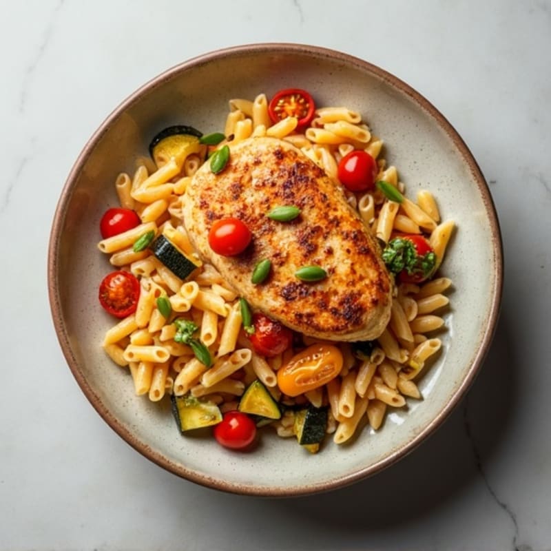 Creamy Spicy Cajun Chicken Pasta with Roasted Vegetables