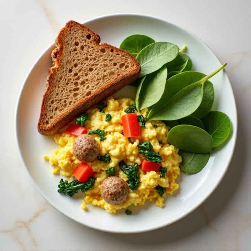 Egg White and Turkey Sausage Scramble with Spinach