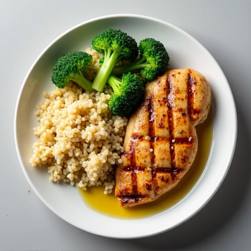 Grilled Chicken Breast with Quinoa and Steamed Broccoli