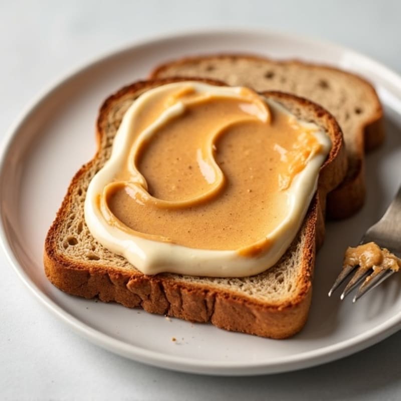 Whole Grain Toast with Creamy Peanut Butter and Vanilla Protein Swirl