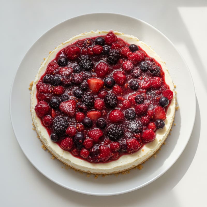 Creamy Greek Yogurt Protein Cheesecake with Mixed Berries