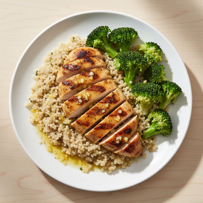 Grilled Chicken Breast with Quinoa and Steamed Broccoli