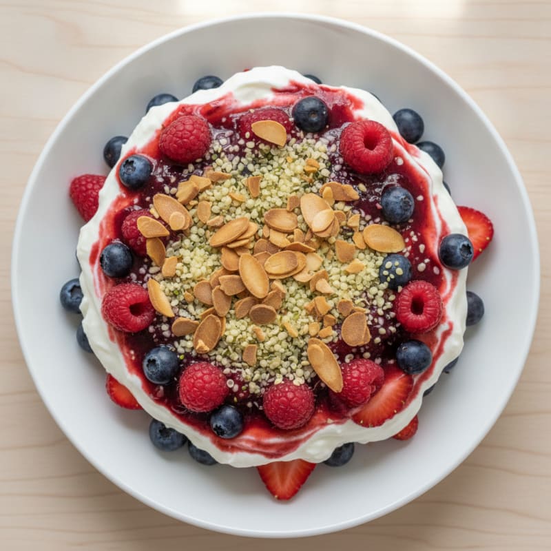 Greek Yogurt Protein Parfait with Mixed Berries