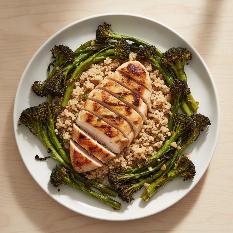 Grilled Chicken Breast with Roasted Broccoli and Quinoa
