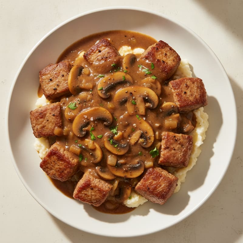 Cubed Steak with Mushroom Gravy
