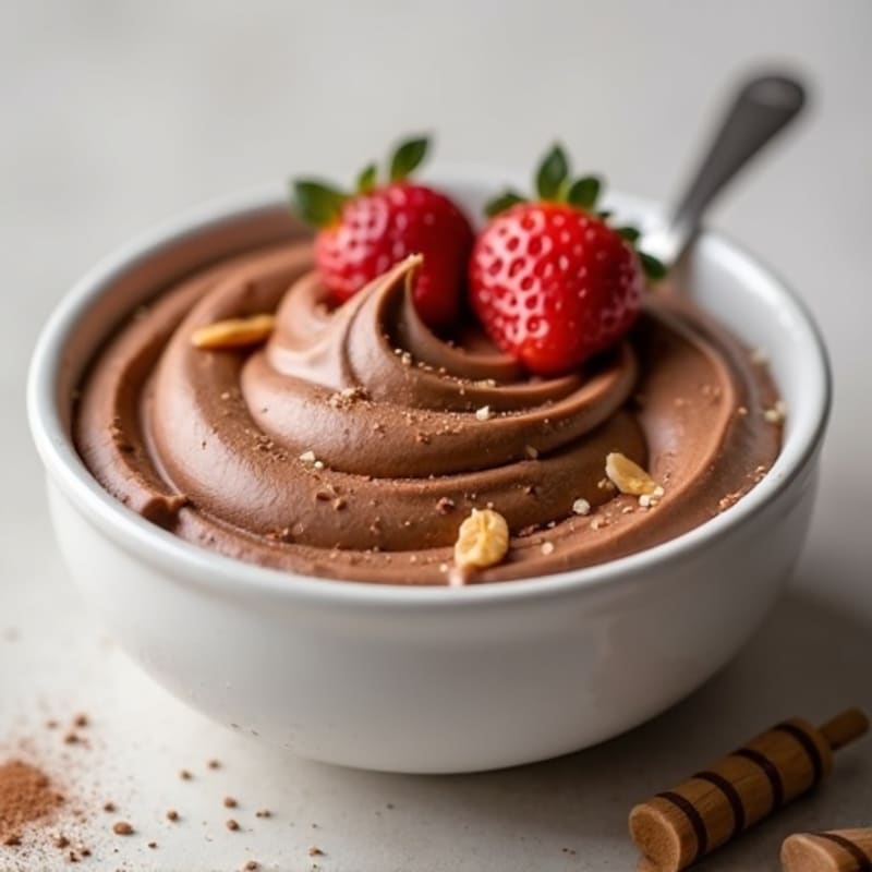 Chocolate Protein Mousse with Peanut Butter Swirl