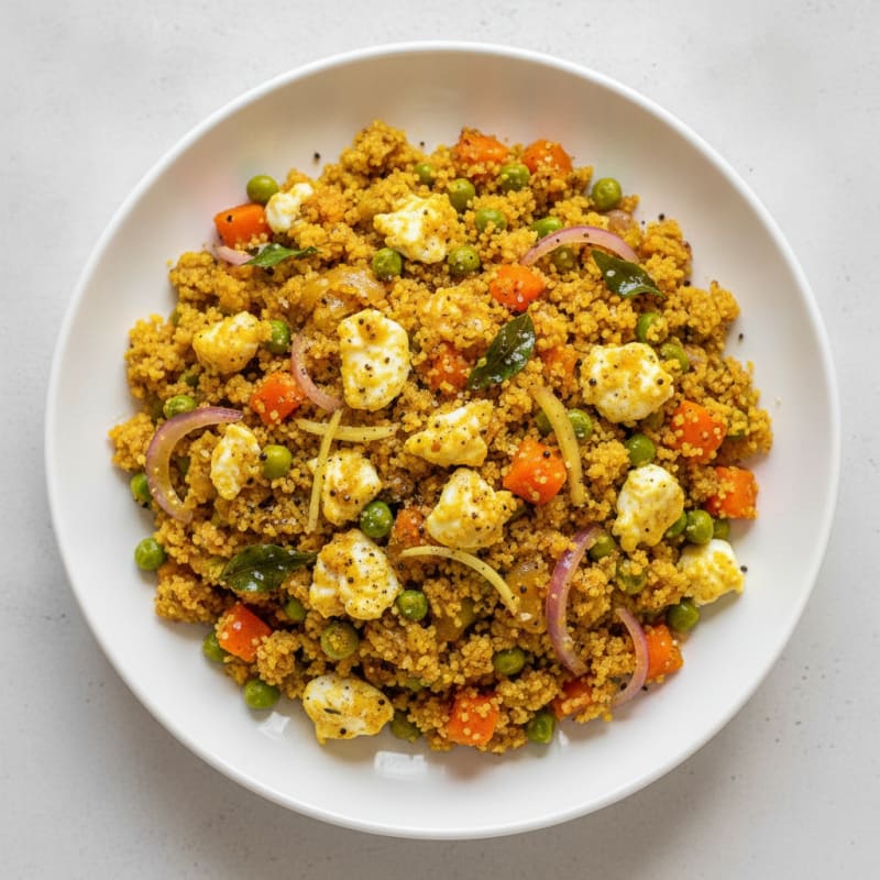 Savory Semolina Upma with Garden Vegetables