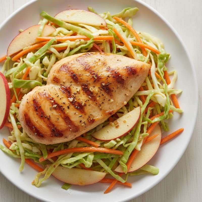 Grilled Chicken Breast with Crunchy Cabbage Slaw