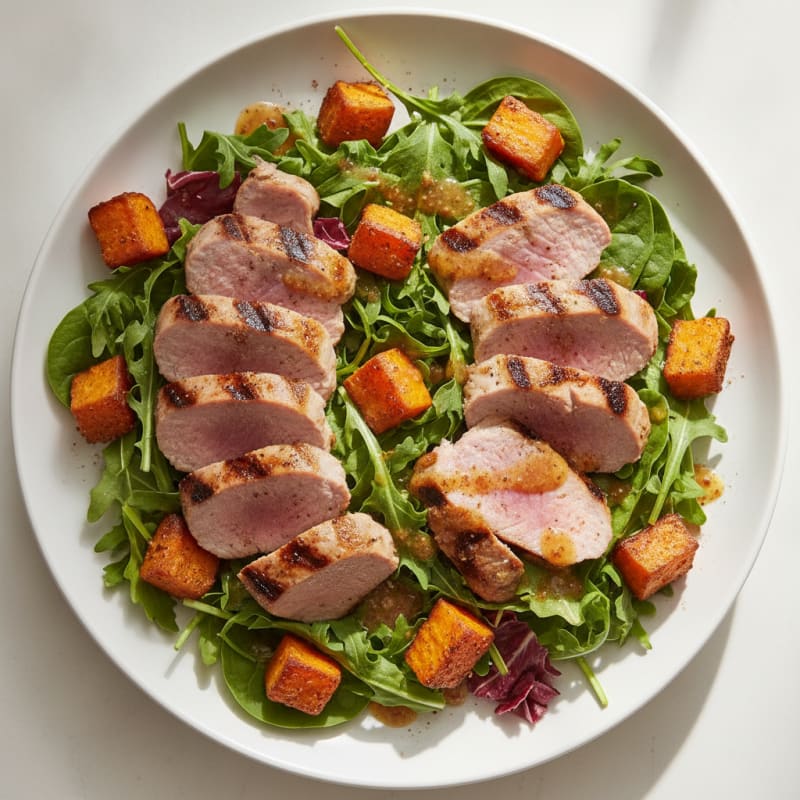 Grilled Pork Tenderloin Salad with Roasted Sweet Potato