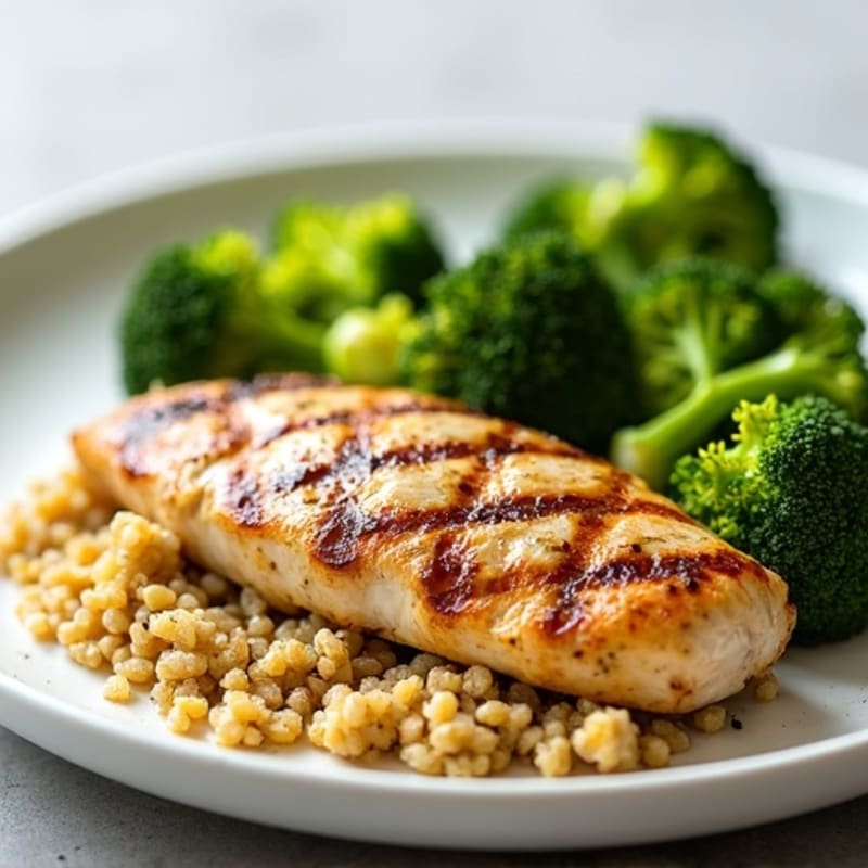 Grilled Chicken Breast with Quinoa and Steamed Broccoli