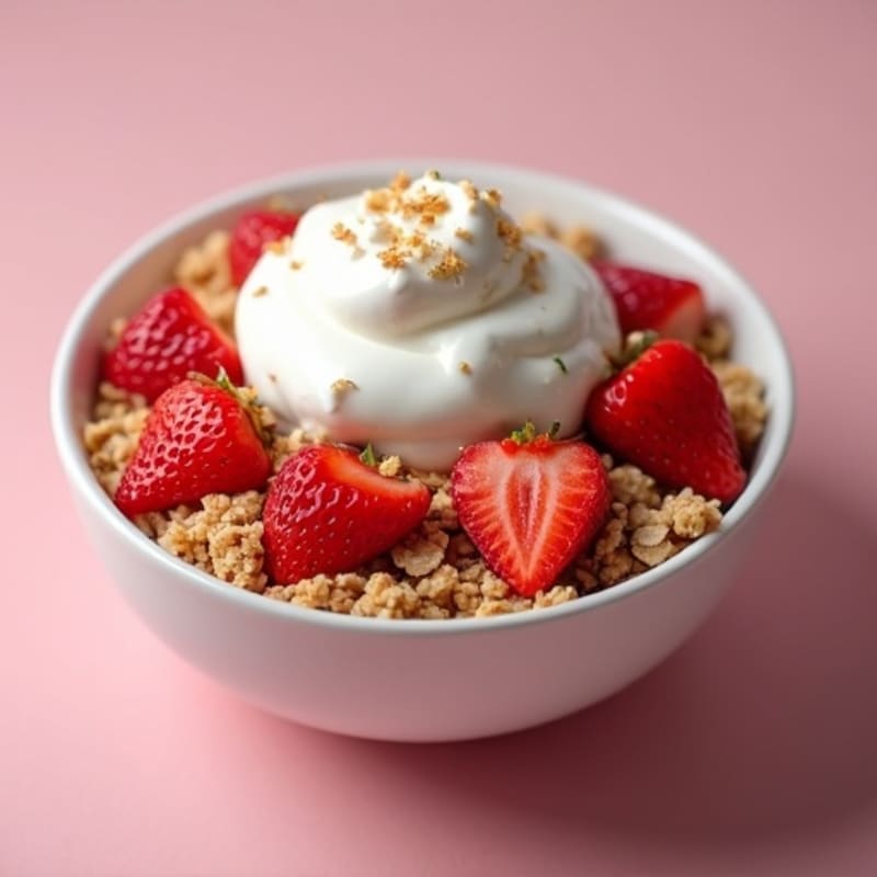 Strawberry Protein Crumble with Creamy Greek Yogurt Topping