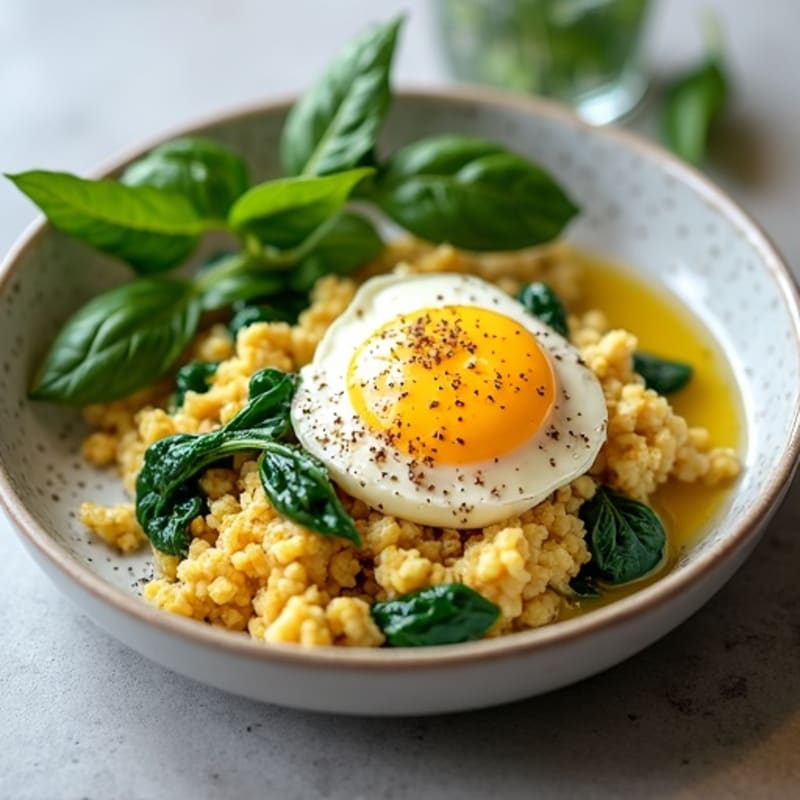 Cottage Cheese and Egg Scramble with Spinach and Tempeh