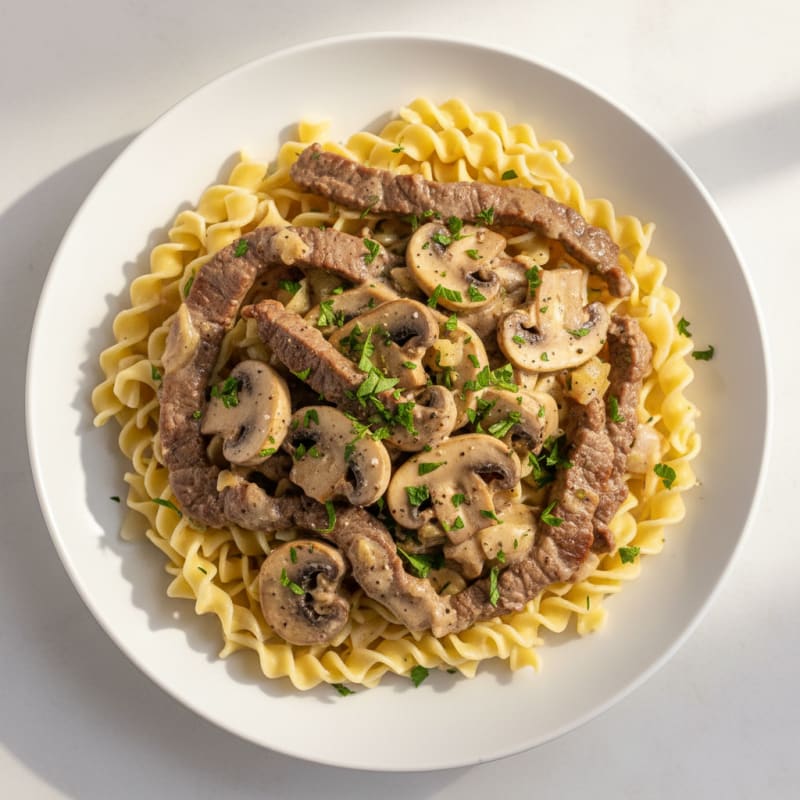 Classic Beef Stroganoff with Egg Noodles