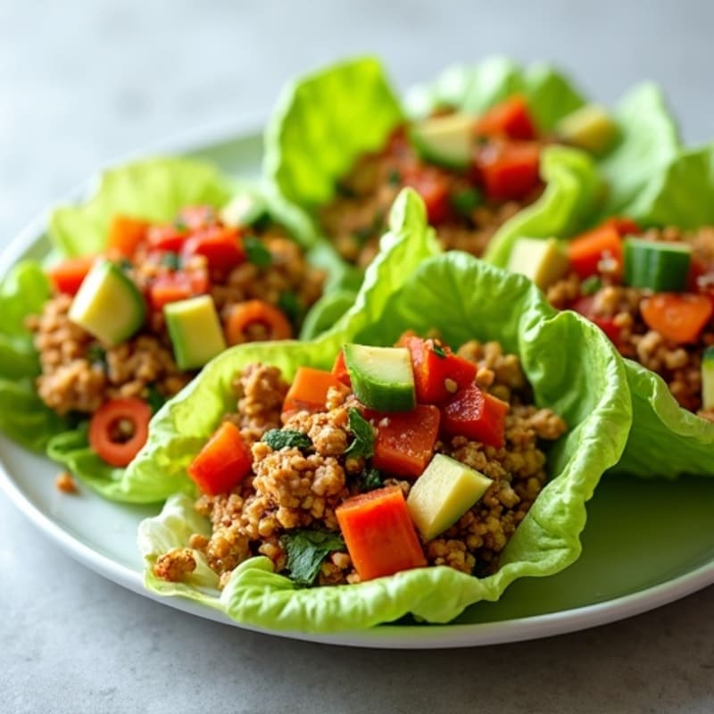 Spicy Chicken Lettuce Wraps with Crunchy Veggies