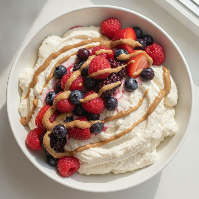 Silky Greek Yogurt Protein Mousse with Mixed Berries