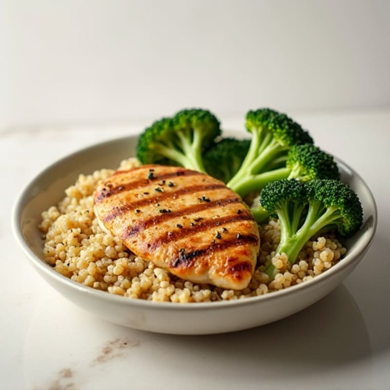 Grilled Chicken Breast with Quinoa and Steamed Broccoli