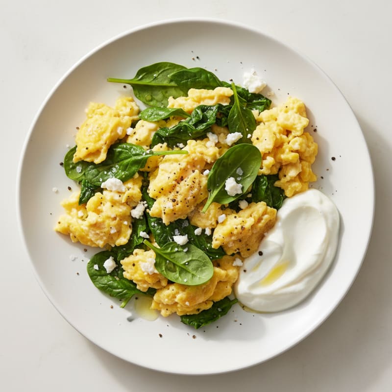 Quick Spinach and Feta Scramble